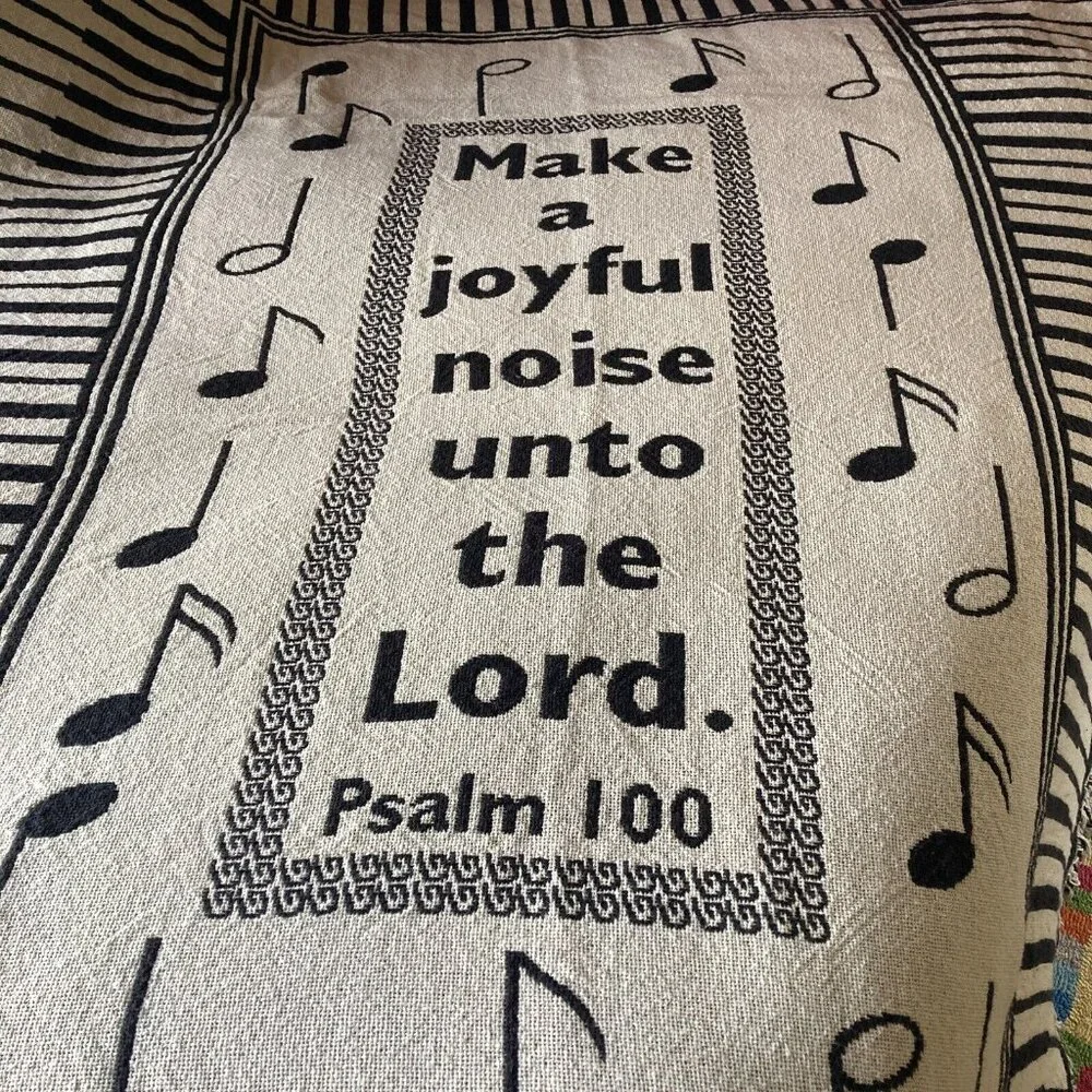 Psalm 100 Throw Blanket Make a Joyful Noise Unto the Lord Musical Notes 47x71 in